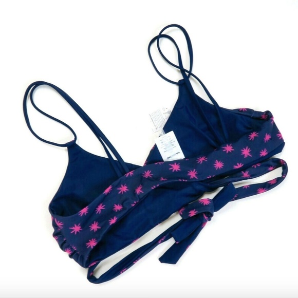 Lands End Lg Star Navy Reversible Wrap Bikini Top - Picture 5 of 7